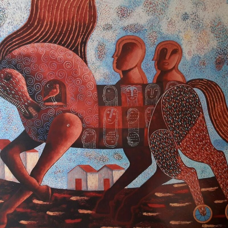 Caballito Con Pasajeros II - 40.5 x 34 cm