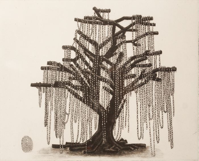 Árbol llorón que deja huella - 37 x 40 cm