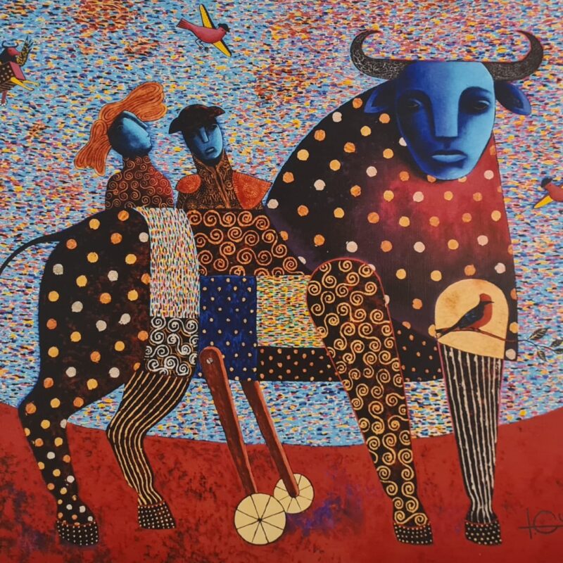 Toro bravo con traje de luces