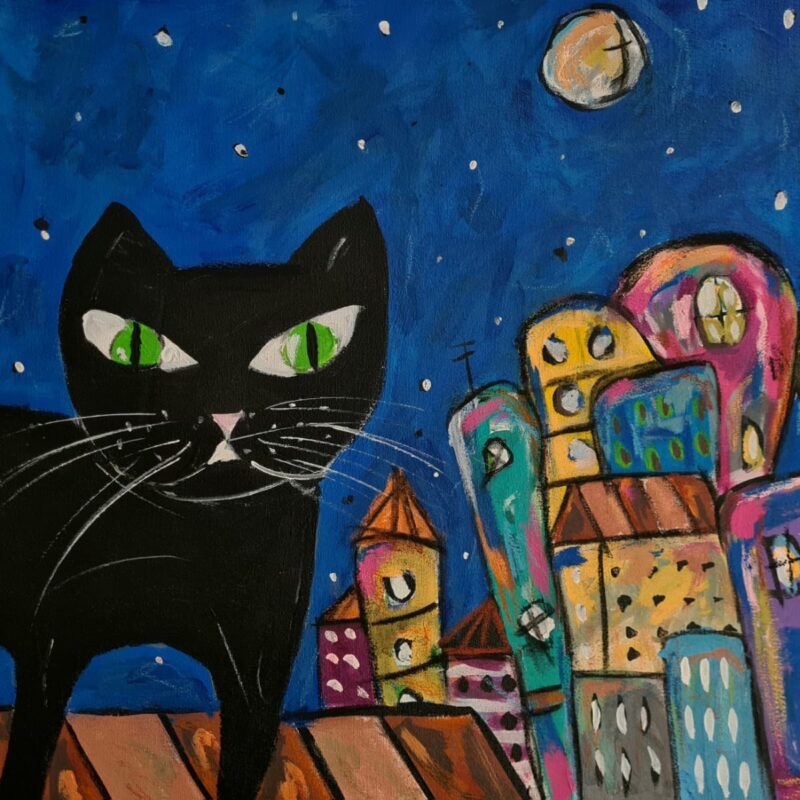 El gato negro en el tejado